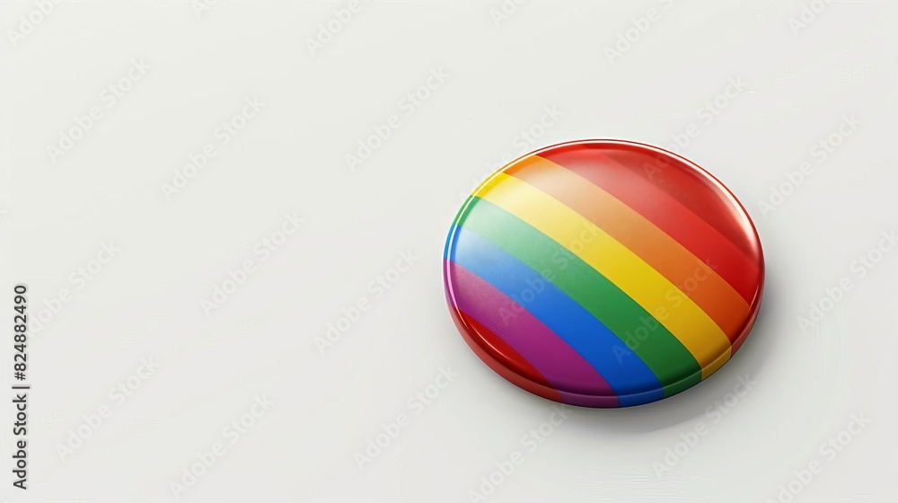 Close-up of a pride icon badge, featuring vibrant rainbow colors, symbolizing LGBTQ, pride