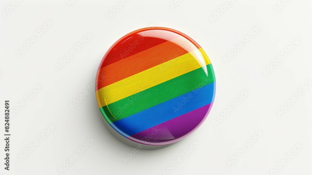 Close-up of a pride icon badge, featuring vibrant rainbow colors, symbolizing LGBTQ pride and solidarity, isolated on a white background Close-up of a pride icon badge, featuring vibrant rainbow colors, symbolizing LGBTQ pride and solidarity, isolated on a white background