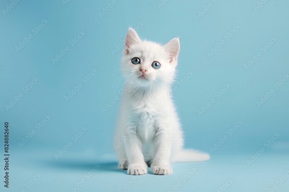 a white kitten with blue eyes