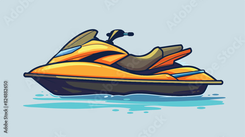 Jet ski boat color icon. Fast sport ship Cartoon vector © Caso