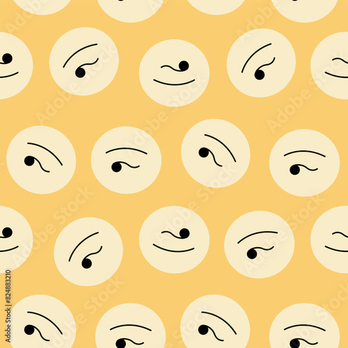 Seamless pattern, repeating backdrop. Funny girl visage.