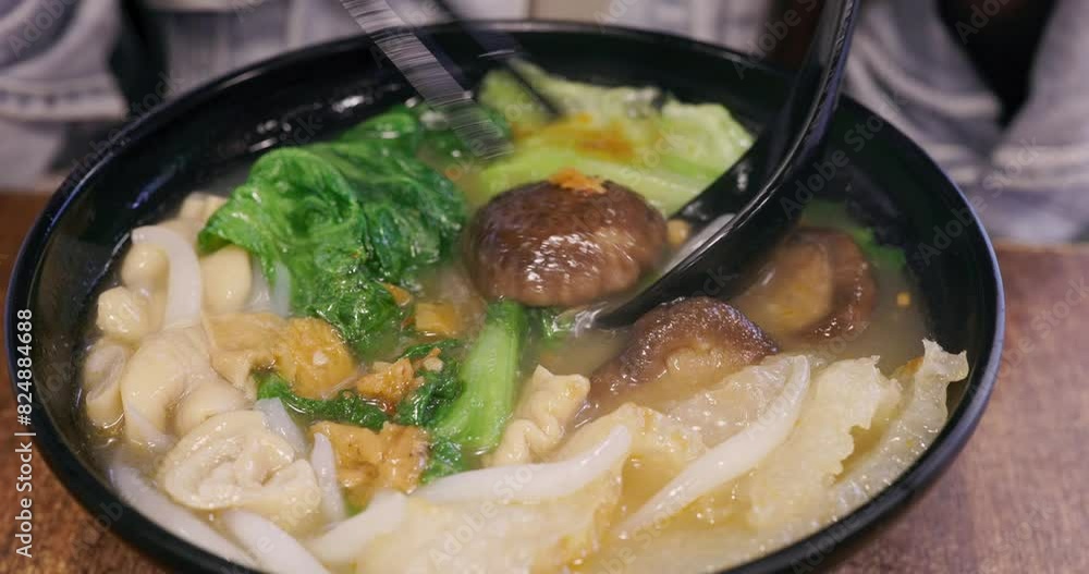 Hong Kong style cart noodles in the restaurant Hong Kong style cart noodles in the restaurant