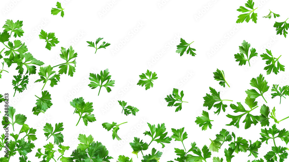 Multiple green leaves are seen soaring through the air in this dynamic scene Multiple green leaves are seen soaring through the air in this dynamic scene