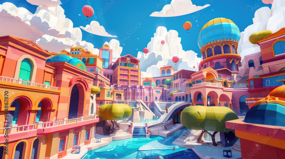 3D Architectural Background Illustration for game 3D Architectural Background Illustration for game
