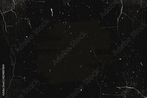 Old worn grunge photo, Vector pattern faded retro photo background, Grain wrinkles texture.