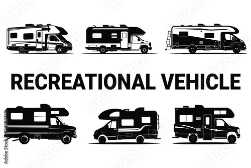 Recreational vehicle graphic silhouette vector