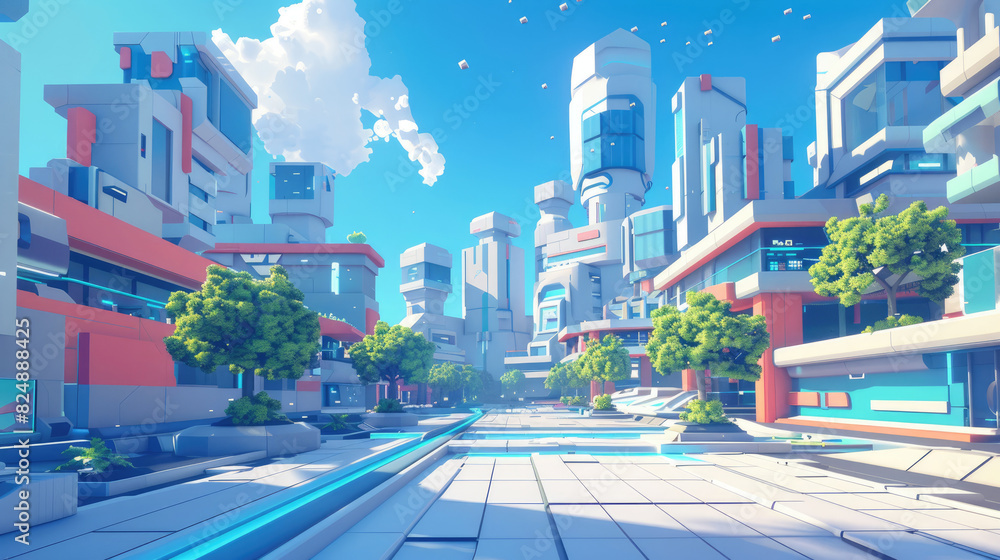 Obraz premium 3D Architectural Background Illustration for game