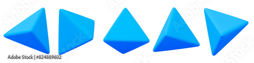 3d blue triangle symbol or icon with different angles. Geometry figure triangle form. Stock vector illustration on isolated background.