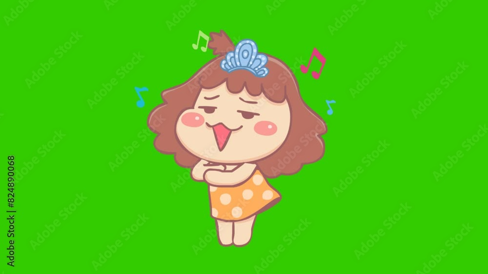Animated Pastel Girl Dancing with Arm Twirls - Green Screen Animated Pastel Girl Dancing with Arm Twirls - Green Screen
