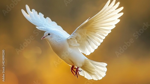   A majestic white bird soars through the sky, wings spread wide and piercing blue eyes fixed on the horizon