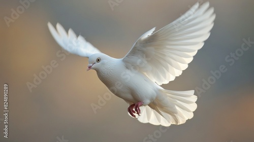  A white bird spreads its wings and opens its eyes while soaring through the sky