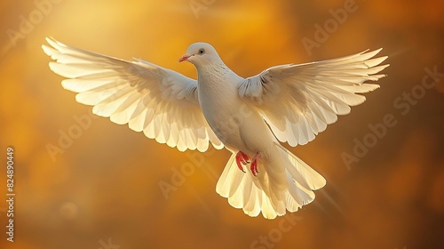   A white bird soars through the sky with its wings fully extended