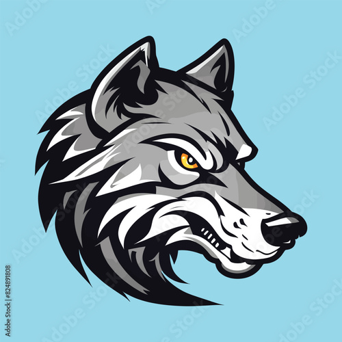 the bold wolf logo from the side is suitable for esports