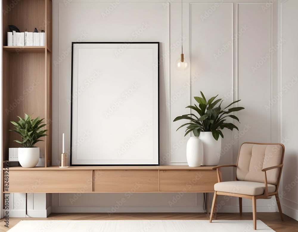 Frame mockup, ISO A paper size. Living room wall poster mockup. Modern interior design. Interior mockup with house background. 3D render Frame mockup, ISO A paper size. Living room wall poster mockup. Modern interior design. Interior mockup with house background. 3D render