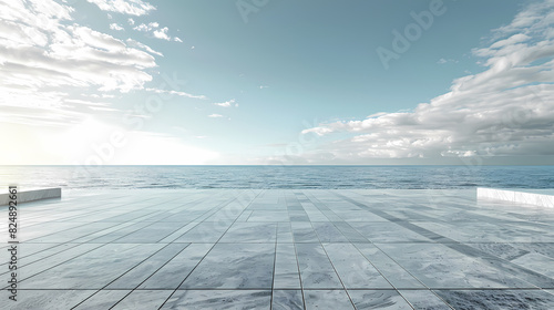 Wide marble floor, car advertising background © Derby