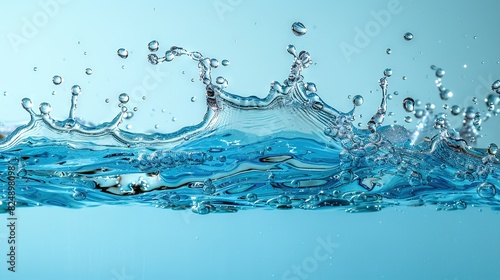  Water splashes on blue body of water in close-up
