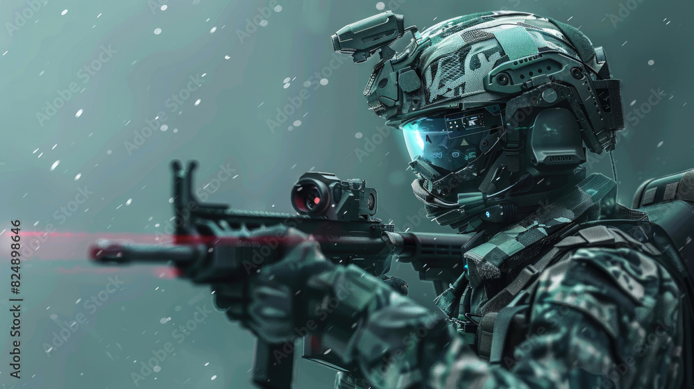 Futuristic Soldier with Modern Tech Weapons Futuristic Soldier with Modern Tech Weapons