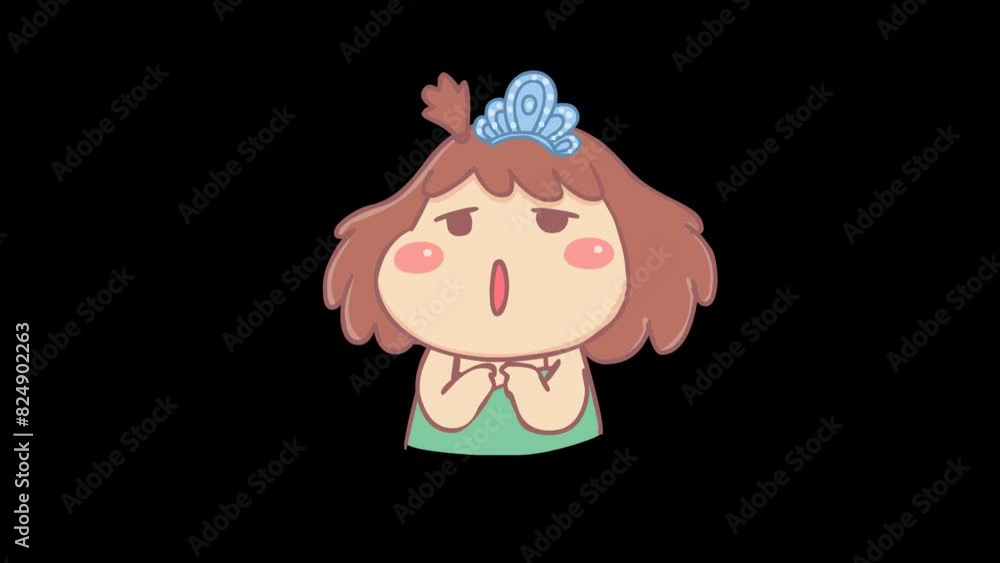 Animated pastel girl hesitating with transparent background Animated pastel girl hesitating with transparent background