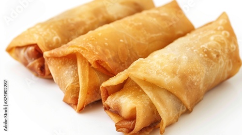 Vietnamese vegeratian egg rolls  cha gio chay on white background. Generative Ai