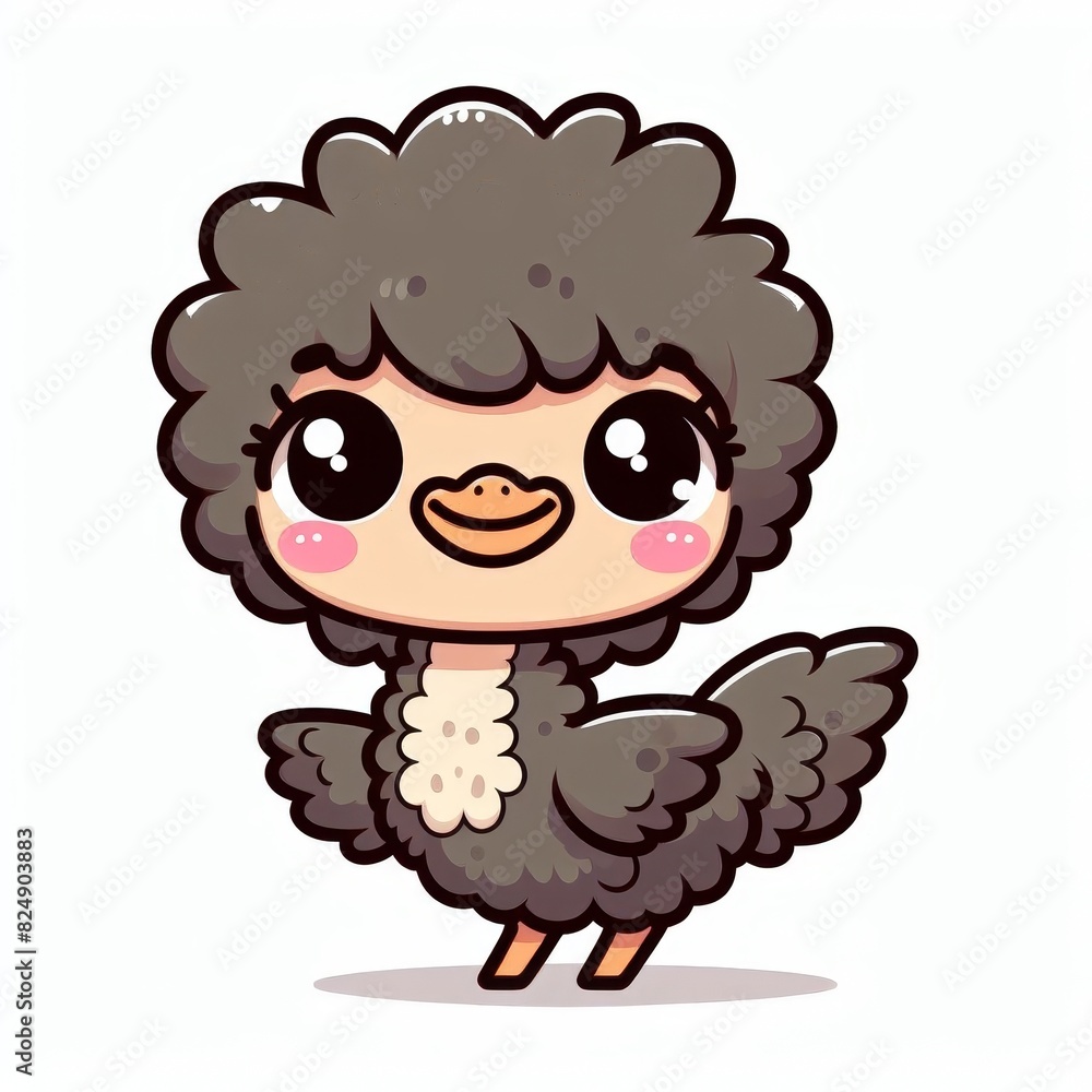A cartoon ostrich with a big smile on its face