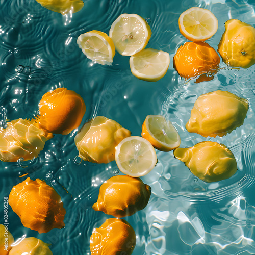 Pool Summer Aesthetic Wallpaper This aesthetic photo of oranges and lemons floating in a pool is the perfect summer wallpaper.