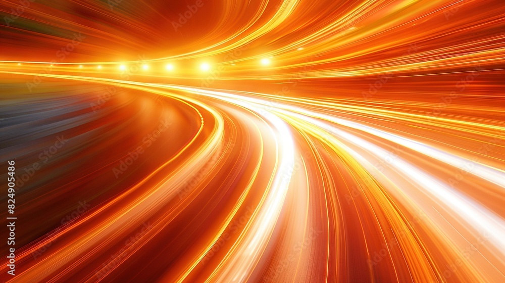 A clear photo of an orange-yellow lit tunnel on a dark night highway A clear photo of an orange-yellow lit tunnel on a dark night highway