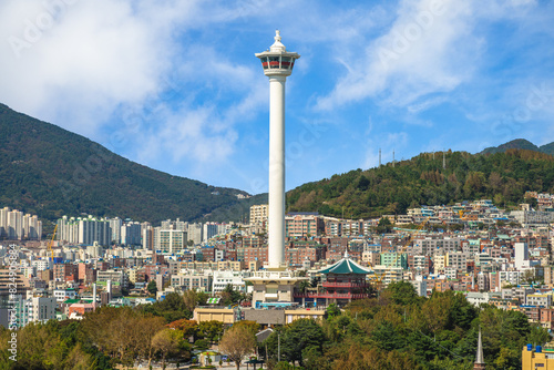 Busan Tower at the Yongdusan park located in Busan city,  South Korea