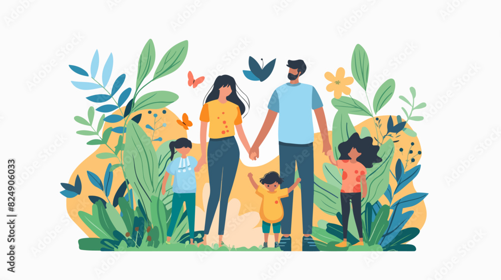 Fototapeta premium Family concept illustration. Parents with children.