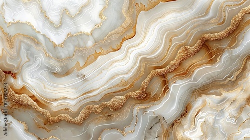  A close-up of a marbled surface with a golden and white design on its top and bottom edges