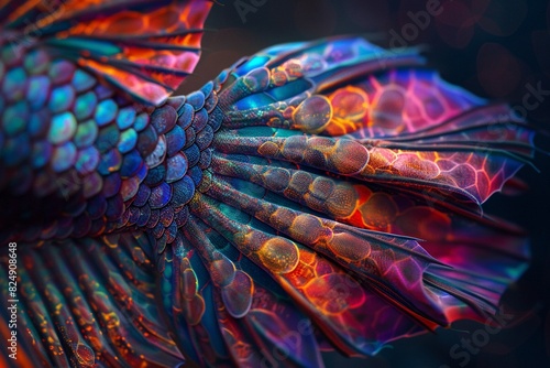 A macro image of a iridescent fish scale. photo