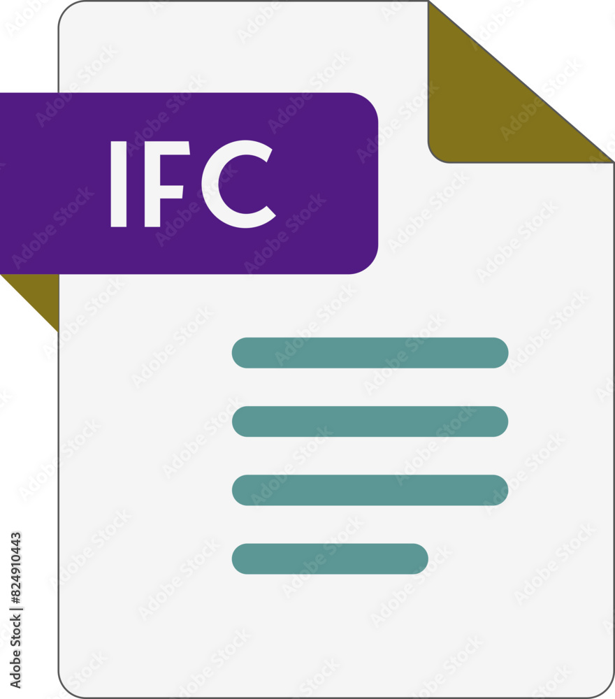 IFC File icon with folded style document IFC File icon with folded style document