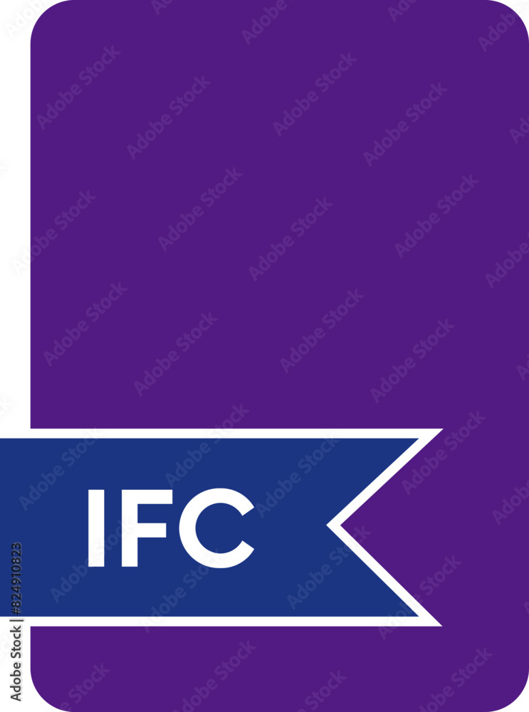 IFC File format icon fill with label shape and contour IFC File format icon fill with label shape and contour