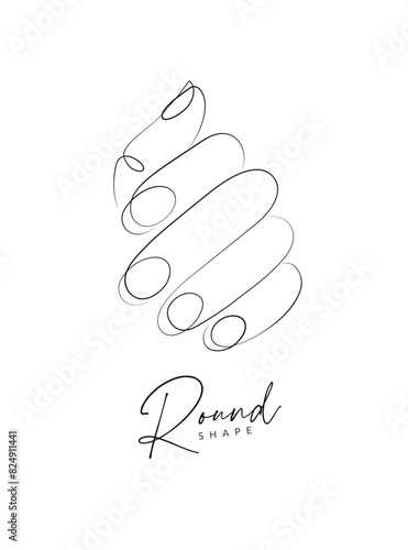 Obraz na płótnie Woman hand with round nails drawing in linear style on white background w salonie