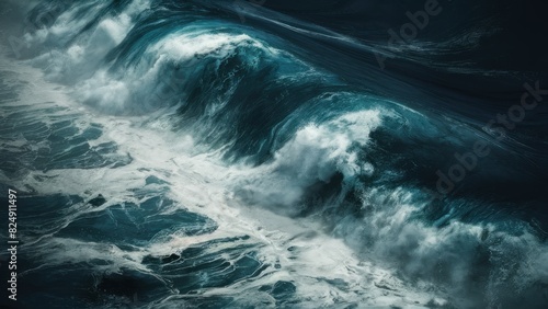 Top down aerial view of moody ocean wave © Oleks Stock