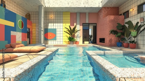 Modern Geometric Poolside Interior Design