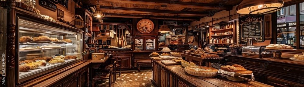 A cozy Austrian bakery with freshly baked strudels and sachertorte, set in a charming, oldworld interior A cozy Austrian bakery with freshly baked strudels and sachertorte, set in a charming, oldworld interior