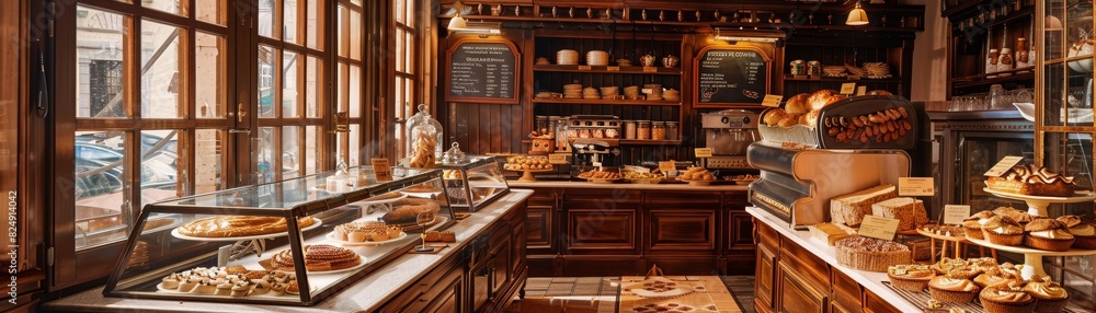 A cozy Austrian bakery with freshly baked strudels and sachertorte, set in a charming, oldworld interior A cozy Austrian bakery with freshly baked strudels and sachertorte, set in a charming, oldworld interior
