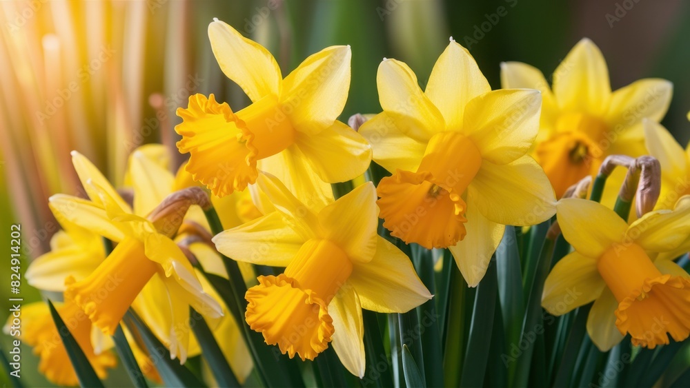 Spring Radiance Close-up Background of Yellow Daffodil Flowers Spring Radiance Close-up Background of Yellow Daffodil Flowers
