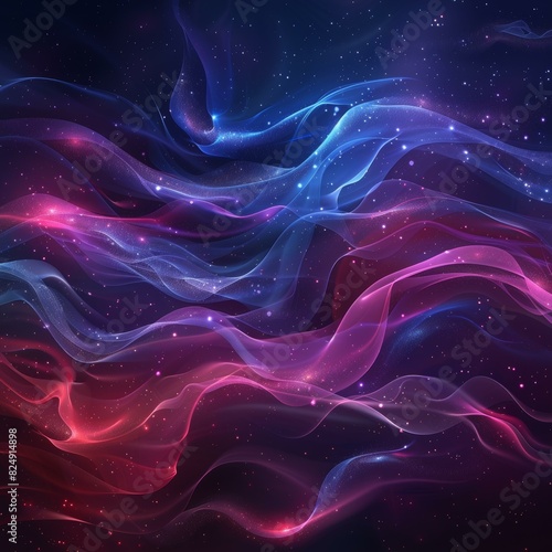 Abstract Wavy Sci-Fi Background with Glowing Nebula