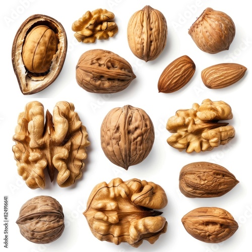 walnuts isolated on transparent or white background