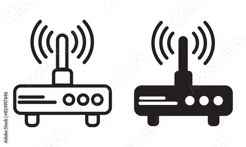  Wireless router icon sign symbol in trendy flat and outline style. Set of Wi Fi icon. WIFI vector icon illustration isolated on white background