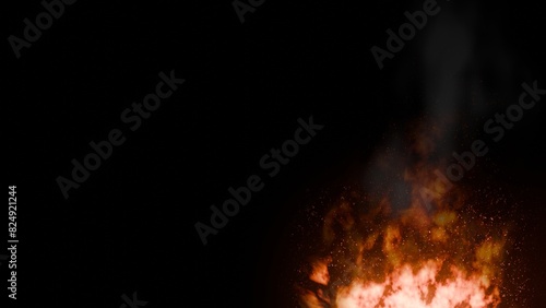 Fire sparks background, bonfire in motion blur, Fire embers particles over black background, Environment, abnormal temperature