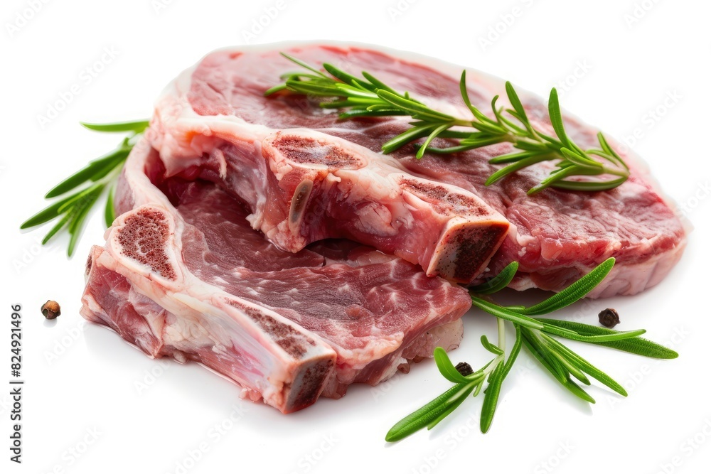 Meat pork on a white background - generative ai