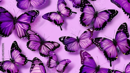   Purple butterflies on pink background  dotted wings   central cluster