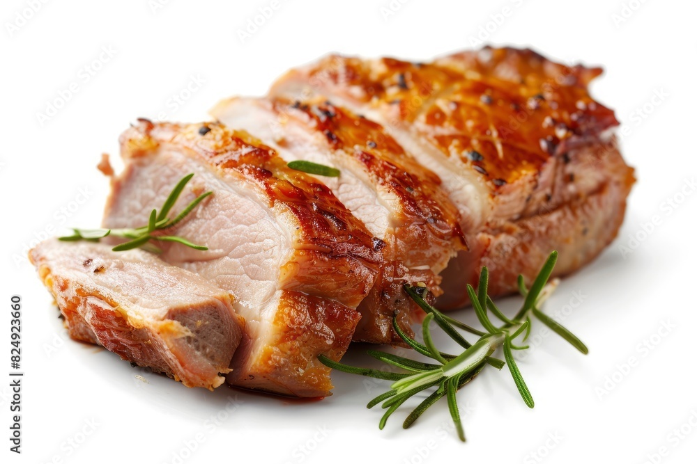 Meat pork on a white background - generative ai Meat pork on a white background - generative ai