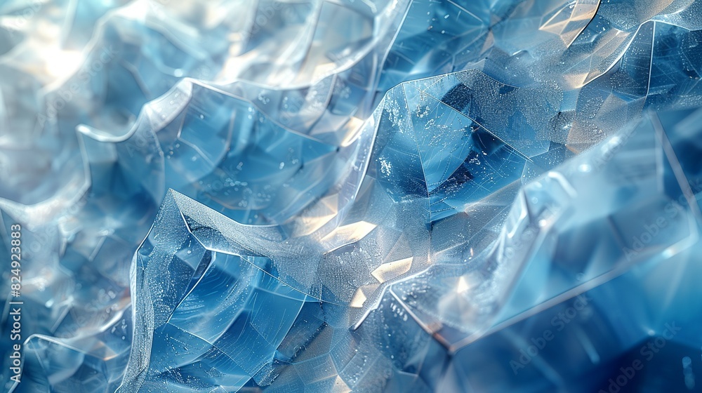 Geometric Style, A high-quality abstract artwork with blue ice textures, geometric shapes, and gray lines, symbolizing the advanced communication systems in the digital era. Various colors, shiny, Geometric Style, A high-quality abstract artwork with blue ice textures, geometric shapes, and gray lines, symbolizing the advanced communication systems in the digital era. Various colors, shiny,