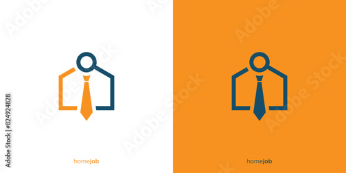 Minimal Home Office Logo Design. Home Job Logo, Icon, Symbol, Vector, Design Illustration.