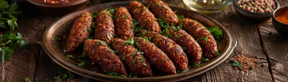 A platter of Lebanese kibbeh with a glass of arak A platter of Lebanese kibbeh with a glass of arak
