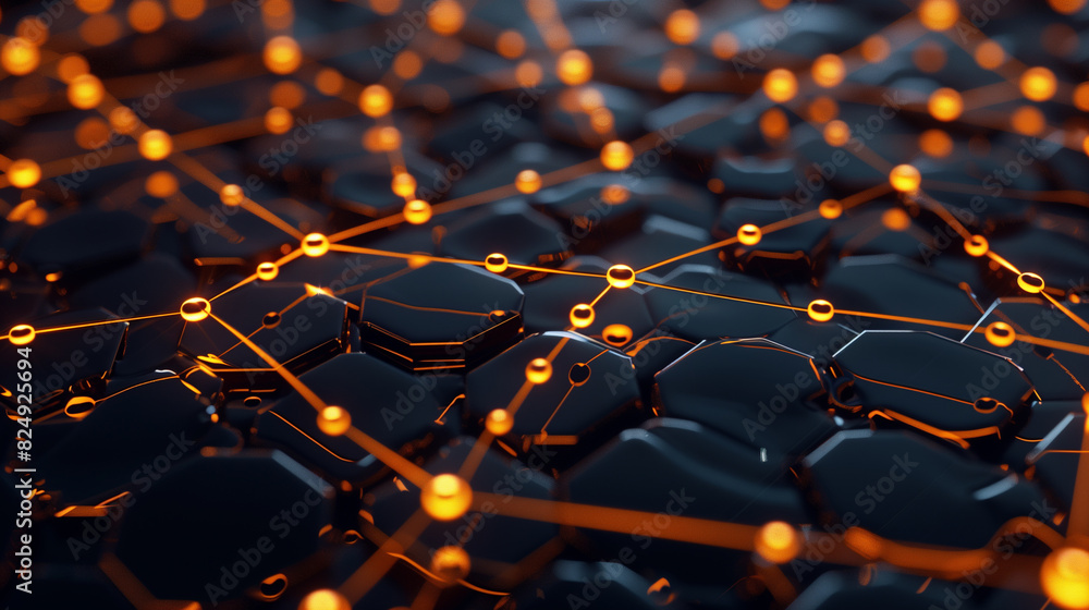 Fototapeta premium Glowing network connections on dark background