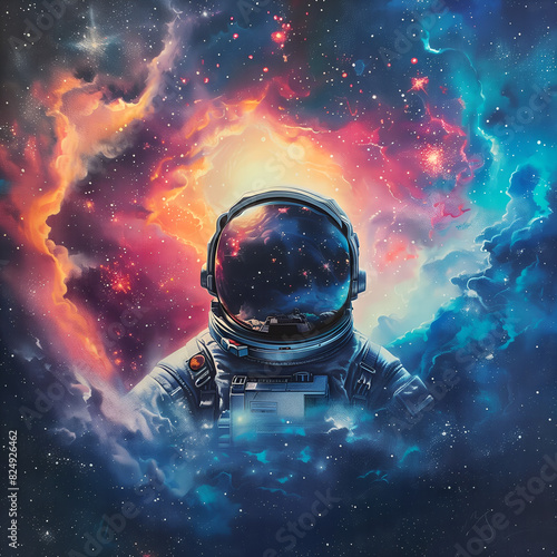 Square size - astronaut aesthetic galaxy and nebula - 03 © Massive AI Player